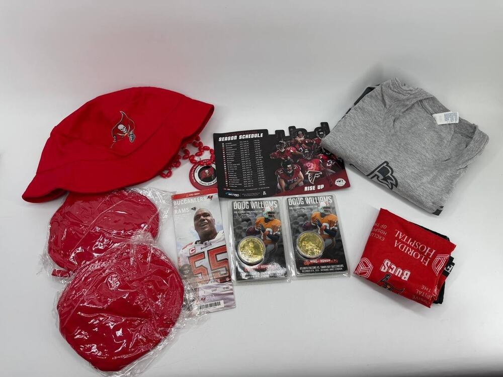 Tampa Bay Buccaneers Fan Gift Lot Hat T-Shirt Coins Bandana Schedule NFL New